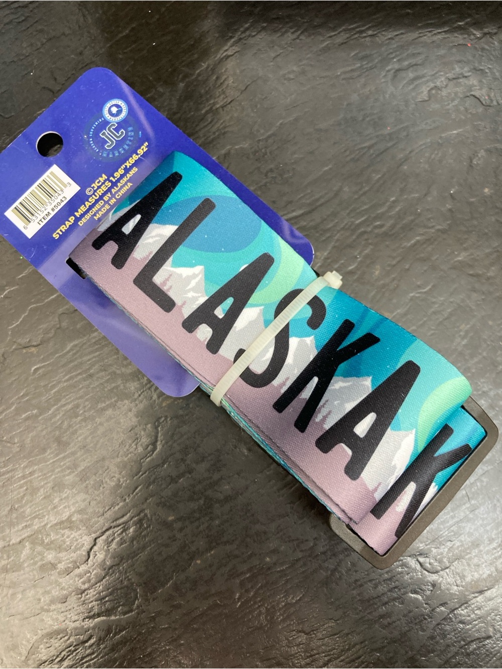 Alaska Graphic Luggage Baggage  Strap in Teal and Lavender